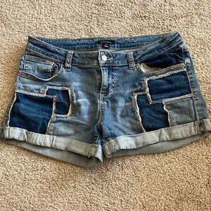 Patched Jean Shorts